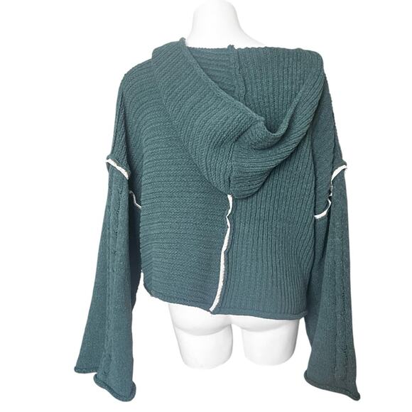 POL green chenille knit kimono sleeve hoodie size large - Picture 2 of 12